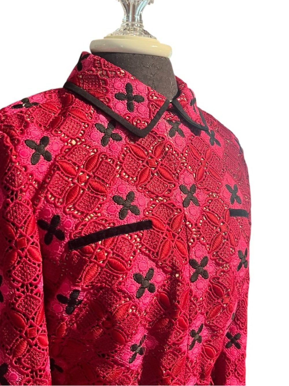 Modelivree Pink Lace Fitted Blouse Top Bridgerton XL Runs Small - Picture 3 of 9